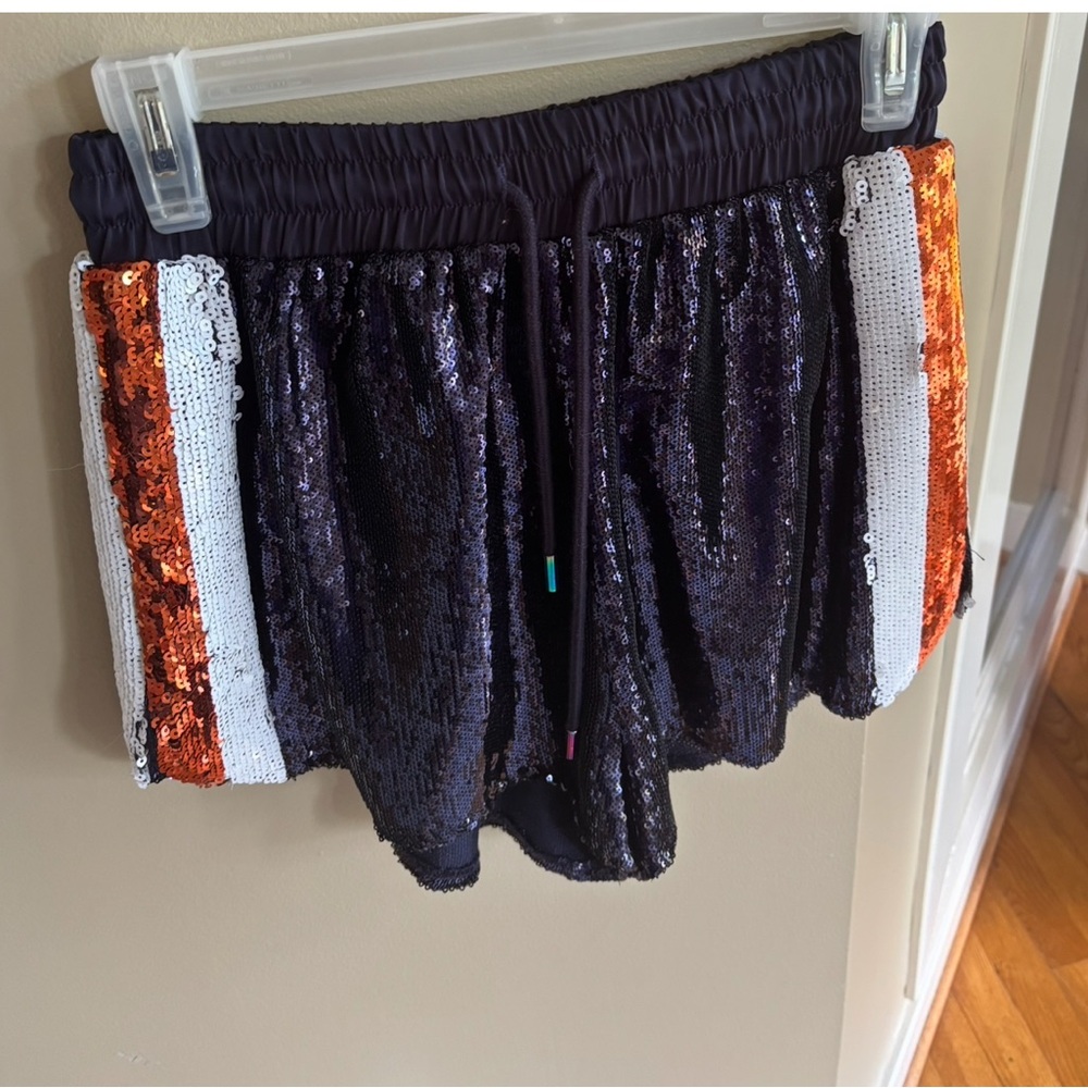 QUEEN OF SPARKLES -Sequin Women's Shorts - Navy, Orange, White size XS